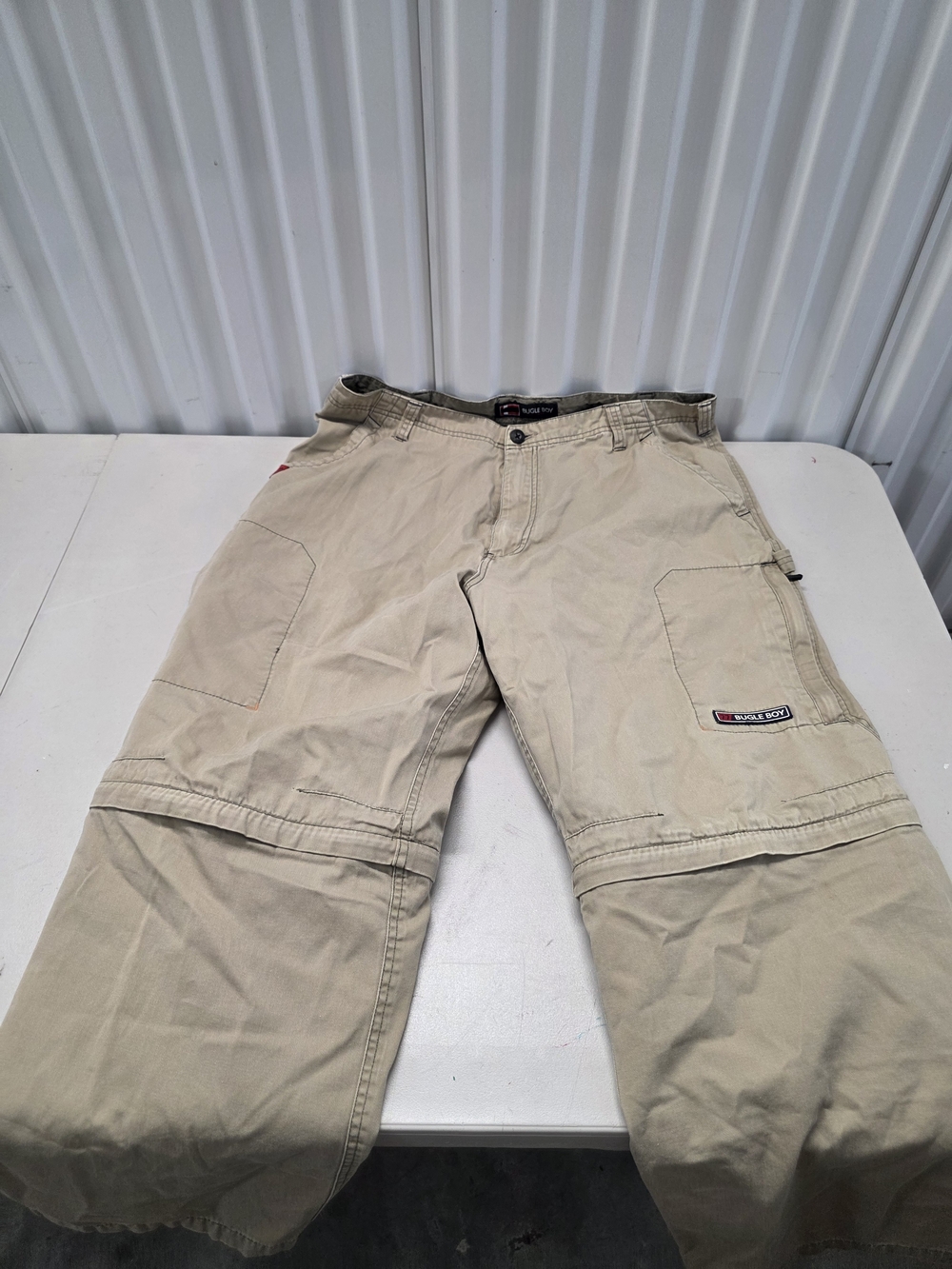 Bugle Boy Cargo Pants Zip Off Convertible Beige Khaki 90s Y2K Men's Size 38x30